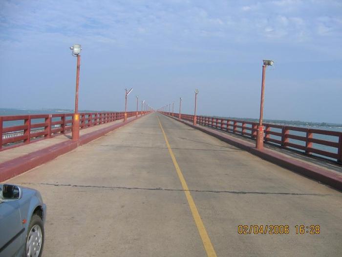 The Pamban bridge - almost 2 kms long on a clear sunny day